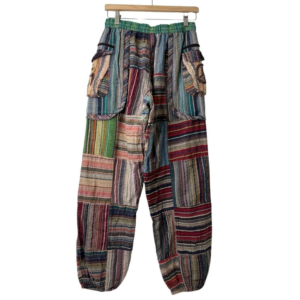 Rising International Patchwork Pants Womens M Harem Boho Festival Cargo Hippie